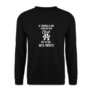 Je travaille dur pour mon chat - Sweat-shirt Unisexe - noir - Devant - Alina (178cm) & Michal (187cm)