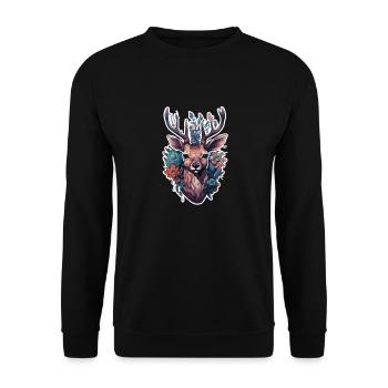 Chevreuils entourés de fleurs - Sweat-shirt Unisexe - noir - Devant - Alina (178cm) & Michal (187cm)