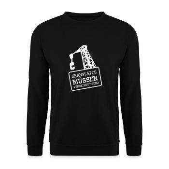 Kranplätze müssen verdichtet sein - Unisex Pullover - Schwarz - Vorne - Alina (178cm) & Michal (187cm)
