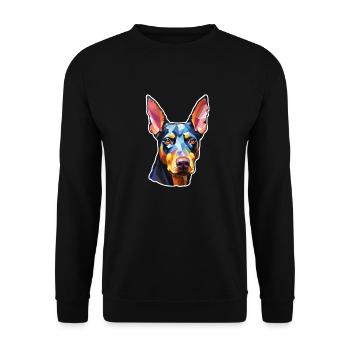 Doberman Pinscher psychédélique - Sweat-shirt Unisexe - noir - Devant - Alina (178cm) & Michal (187cm)