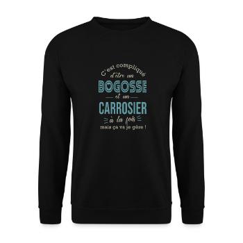 carrosier bogosse Cadeau humour carrosier garage - Sweat-shirt Unisexe - noir - Devant - Alina (178cm) & Michal (187cm)