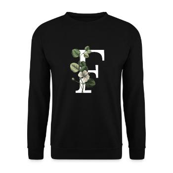 Buchstabe F Grün Botanisch - Unisex Pullover - Schwarz - Vorne - Alina (178cm) & Michal (187cm)