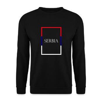 Serbia Serbia, Statement lettering with flag - Unisex Sweatshirt - black - Front - Alina (178cm) & Michal (187cm)