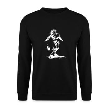 Esel Karikatur Grinsendes Langohr - Unisex Pullover - Schwarz - Vorne - Alina (178cm) & Michal (187cm)