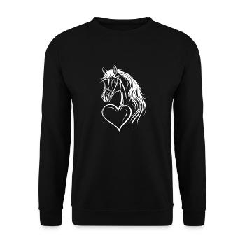 Pferd Herz - Unisex Pullover - Schwarz - Vorne - Alina (178cm) & Michal (187cm)