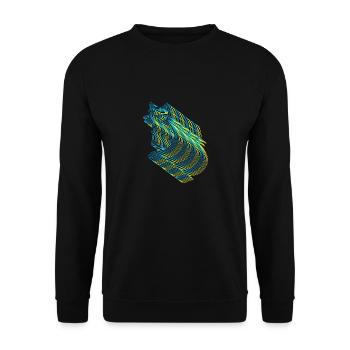 Retro Vintage Katze Katzen 80er 90er - Unisex Pullover - Schwarz - Vorne - Alina (178cm) & Michal (187cm)