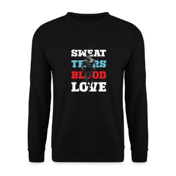 MMA Schweiß Tränen Blut Liebe Design - Unisex Pullover - Schwarz - Vorne - Alina (178cm) & Michal (187cm)