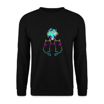 80s 90s Retrofe Vintage Cats Cat Natural - Unisex Sweatshirt - black - Front - Alina (178cm) & Michal (187cm)