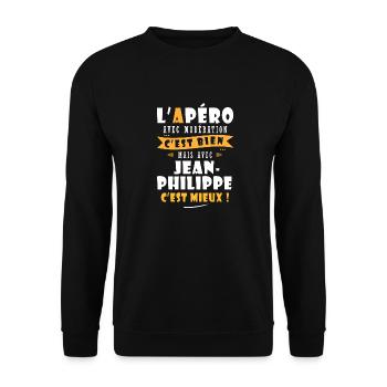 Jean-Philippe Cadeau Humour jean philippe - Sweat-shirt Unisexe - noir - Devant - Alina (178cm) & Michal (187cm)