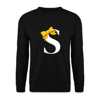 Lettre s nœud jaune - Sweat-shirt Unisexe - noir - Devant - Alina (178cm) & Michal (187cm)
