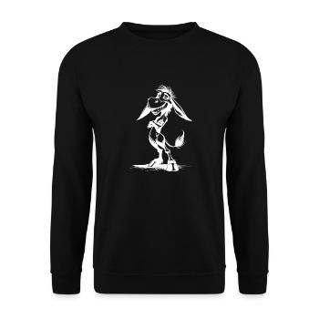 Smiling Long-Eared Donkey Grinning Cartoon - Unisex Sweatshirt - black - Front - Alina (178cm) & Michal (187cm)