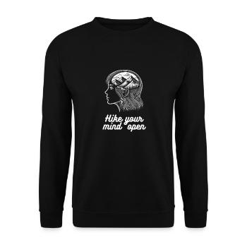 Hike your min open - Abenteuer und Achtsamkeit - Unisex Pullover - Schwarz - Vorne - Alina (178cm) & Michal (187cm)