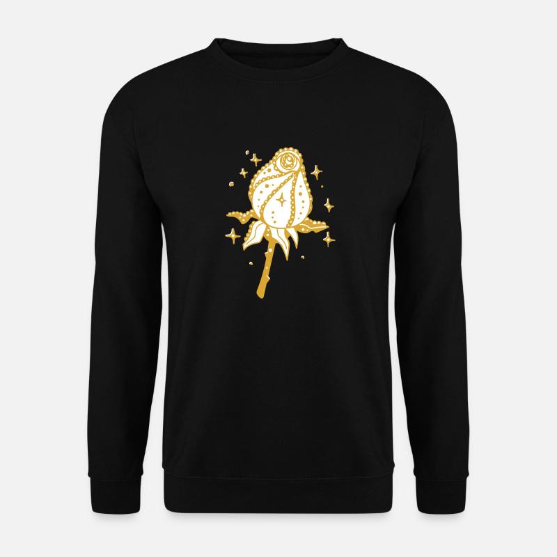 Goldene und Weiße Rose mit Glitzer - Unisex Pullover - Schwarz