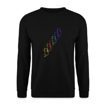 80er 90er Retro LGBT Regenbogen Katzen - Unisex Pullover - Schwarz - Vorne - Alina (178cm) & Michal (187cm)