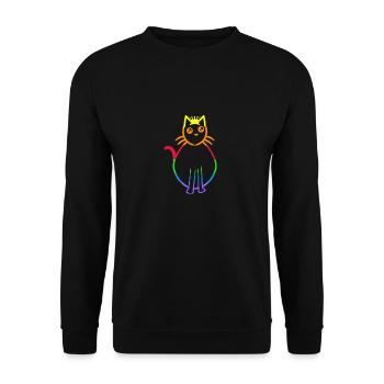 LGBT Regenbogen Katze Gay Pride Regenbogenfahne - Unisex Pullover - Schwarz - Vorne - Alina (178cm) & Michal (187cm)