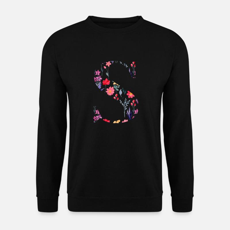 Personalisierte Blumenbuchstaben - Geschenkidee - Unisex Pullover - Schwarz