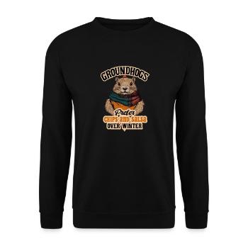 Groundhogs Prefer Chips And Salsa Over Winter - Unisex Sweatshirt - black - Front - Alina (178cm) & Michal (187cm)