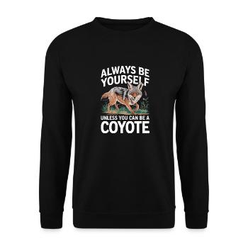Kojote Tier Lustig - Unisex Pullover - Schwarz - Vorne - Alina (178cm) & Michal (187cm)