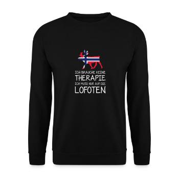 Ich brauche keine Therapie Ic muss auf die Lofoten - Unisex Pullover - Schwarz - Vorne - Alina (178cm) & Michal (187cm)
