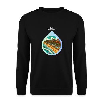 KI-Design: Traumhafter Strand in Bali, Indonesien. - Unisex Pullover - Schwarz - Vorne - Alina (178cm) & Michal (187cm)