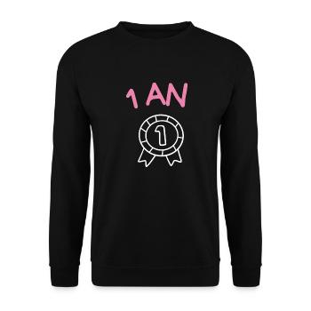 1. 1 year. 1st ANNIVERSARY. 1 YEAR ANNIVERSARY ANNIVERSARY. ANNI - Unisex Sweatshirt - black - Front - Alina (178cm) & Michal (187cm)