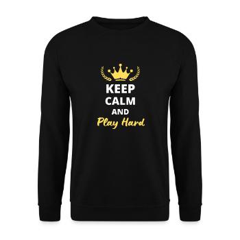 "Keep Calm and Play Hard" T-Shirt - For Active Travelers - Unisex Sweatshirt - black - Front - Alina (178cm) & Michal (187cm)