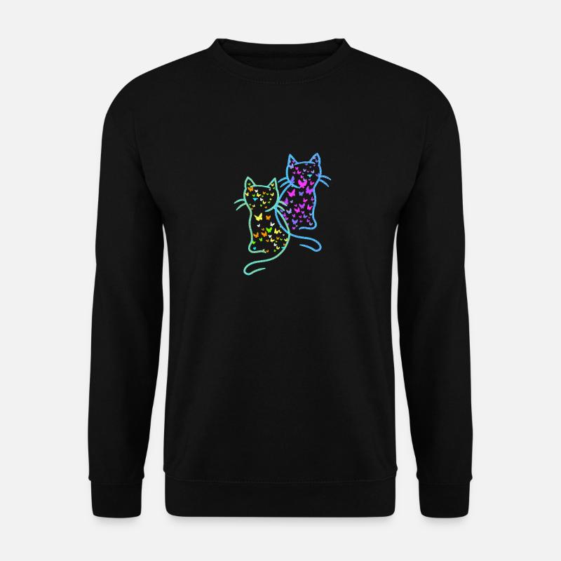 Spring Summer Cats Cat Butterflies - Unisex Sweatshirt - black