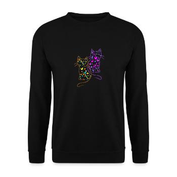 Années 80 Chats Chat Papillons Insectes - Sweat-shirt Unisexe - noir - Devant - Alina (178cm) & Michal (187cm)