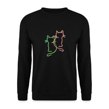 80er 90er Retro Vintage Katzen Katze Kätzchen - Unisex Pullover - Schwarz - Vorne - Alina (178cm) & Michal (187cm)