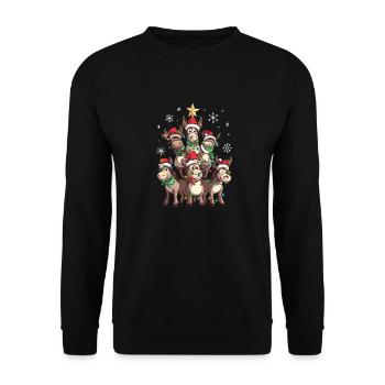 Esel Weihnachten Weihnachtsmann - Unisex Pullover - Schwarz - Vorne - Alina (178cm) & Michal (187cm)
