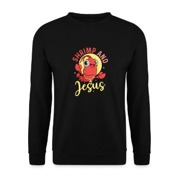 Shrimp And Jesus Shrimp Lover Seafood - Unisex Sweatshirt - black - Front - Alina (178cm) & Michal (187cm)