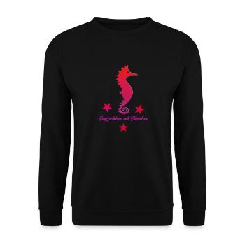 red seahorse with star pink - Unisex Sweatshirt - black - Front - Alina (178cm) & Michal (187cm)