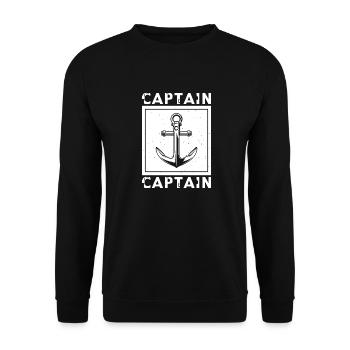 Captain Schiffanker Anker Nordsee Spruch Geschenk - Unisex Pullover - Schwarz - Vorne - Alina (178cm) & Michal (187cm)