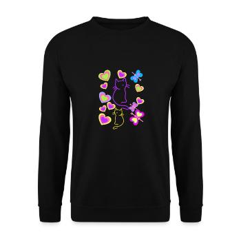 Old School Cats Cat 80s Retro Kids Child - Unisex Sweatshirt - black - Front - Alina (178cm) & Michal (187cm)