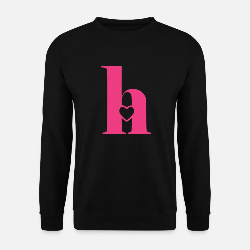 Buchstabe h Anfangsbuchstabe mit Herz - Unisex Pullover - Schwarz