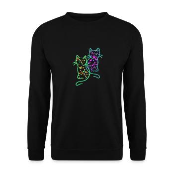 80er Retro Katzen Katze Teenie Schmetterlinge Kind - Unisex Pullover - Schwarz - Vorne - Alina (178cm) & Michal (187cm)