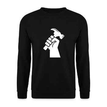 Hammer in hand handyman worker fixing repair - Unisex Sweatshirt - black - Front - Alina (178cm) & Michal (187cm)