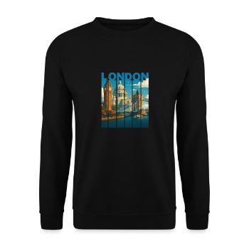 London Skyline Shirt - Unisex Pullover - Schwarz - Vorne - Alina (178cm) & Michal (187cm)