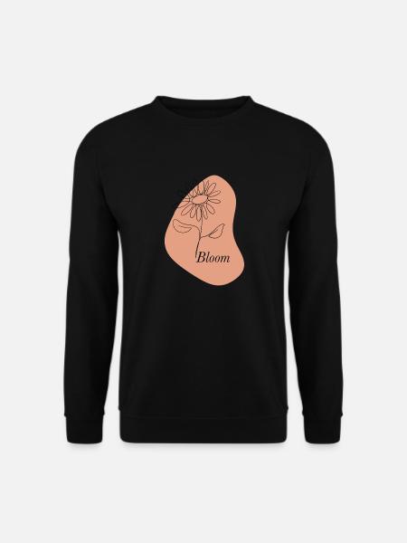 Bloom – Line Art Flower - Unisex Pullover - Schwarz