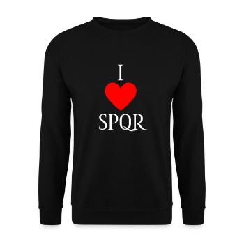 I LOVE SPQR Vektor Hell - Unisex Pullover - Schwarz - Vorne - Alina (178cm) & Michal (187cm)