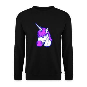Unicorn Smiles Pretty Friendly Cartoon Horse - Unisex Sweatshirt - black - Front - Alina (178cm) & Michal (187cm)
