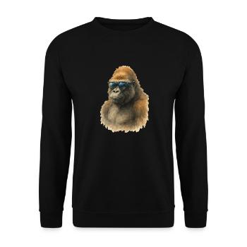 Gorille Aquarelle - Sweat-shirt Unisexe - noir - Devant - Alina (178cm) & Michal (187cm)