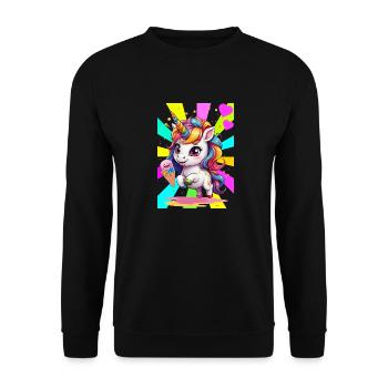 Rétro Licorne Licornes Enfants Filles Garçons - Sweat-shirt Unisexe - noir - Devant - Alina (178cm) & Michal (187cm)
