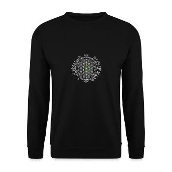 7 Chakren Yoga Geschenk Meditation Spirituell - Unisex Pullover - Schwarz - Vorne - Alina (178cm) & Michal (187cm)