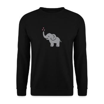 Lustiger Babyelefant mit Herzen - Unisex Pullover - Schwarz - Vorne - Alina (178cm) & Michal (187cm)