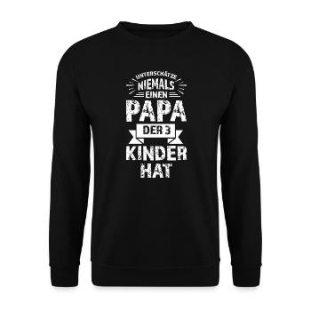 Papa 3 Kinder Kinder Geschenk - Unisex Pullover - Schwarz - Vorne - Alina (178cm) & Michal (187cm)