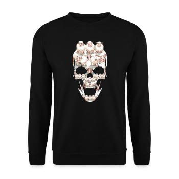 Skelett mit Schaf Skelette Schaf Geschenk - Unisex Pullover - Schwarz - Vorne - Alina (178cm) & Michal (187cm)