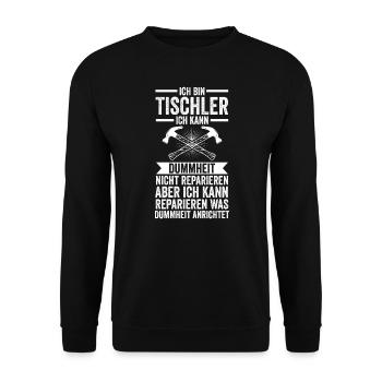 Tischler Beruf Tischlerei Geschenk - Unisex Pullover - Schwarz - Vorne - Alina (178cm) & Michal (187cm)