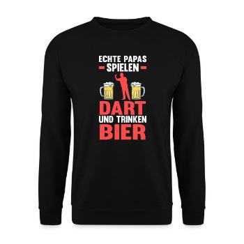 dart Papa und Hobby Dart spieler Geschenk - Unisex Pullover - Schwarz - Vorne - Alina (178cm) & Michal (187cm)