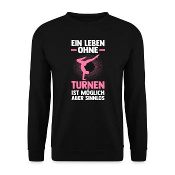 Turnen Sport Gymnastik Geschenk - Unisex Pullover - Schwarz - Vorne - Alina (178cm) & Michal (187cm)